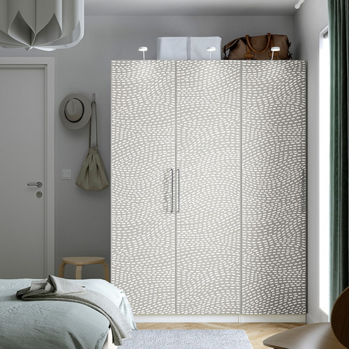 PAX / MISTUDDEN Wardrobe combination, white/grey patterned, 150x60x201 cm