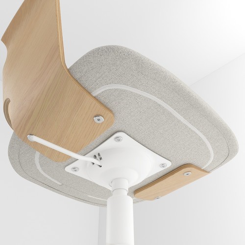 FJÄLLBERGET Conference chair, white stained oak veneer, Gunnared beige light beige