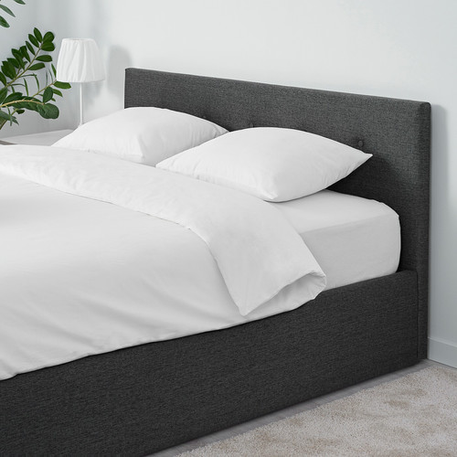 BJORBEKK Bed with storage, grey, 160x200 cm