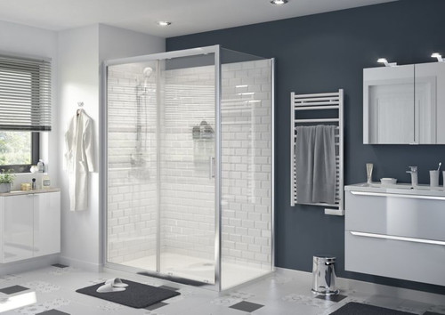 GoodHome Shower Panel Beloya 90 cm, chrome/transparent