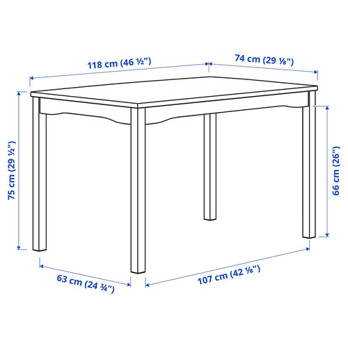 HAUGA / STEFAN Table and 4 chairs, white/white Knisa grey/beige, 118x74 cm