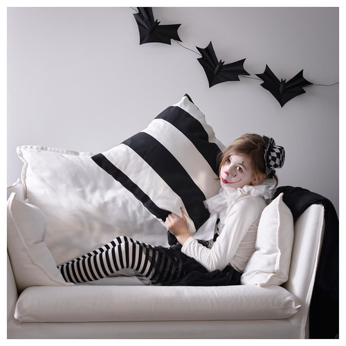 HÖSTAGILLE Cushion cover, stripe pattern white/black, 50x50 cm