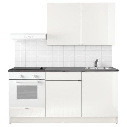 KNOXHULT Kitchen, high-gloss white, 180x61x220 cm