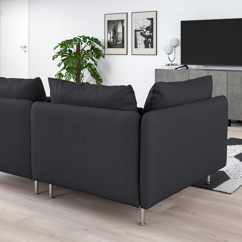 SÖDERHAMN 4-seat sofa with chaise longue, Fridtuna dark grey