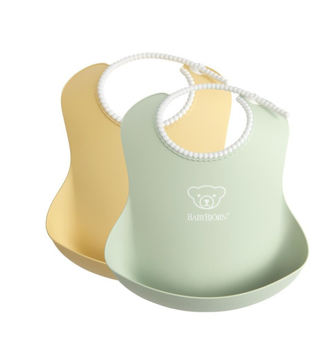 BABYBJÖRN Soft Bibs -  Powder Yellow/ Powder Green, 2-pack, 4m+