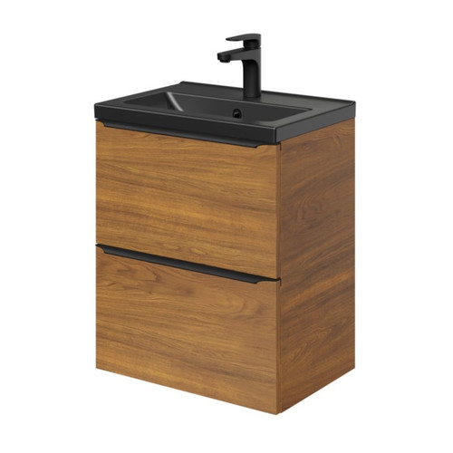 Goodhome Wall-mounted Basin Cabinet Imandra Slim 50 cm, walnut