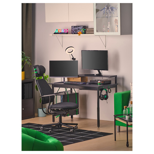 UTVISNING Gaming desk with shelf, black, 120x60 cm