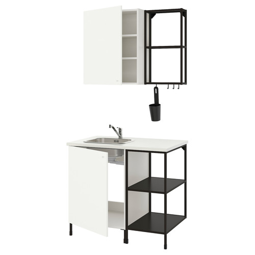 ENHET Kitchen, anthracite, white, 103x63.5x222 cm