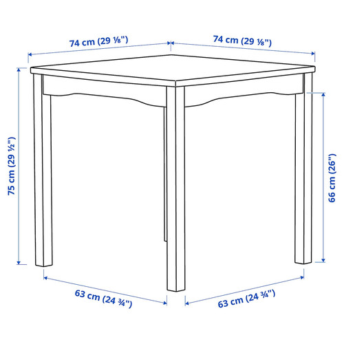 HAUGA / HAUGA Table and 2 chairs, grey/grey, 74x74 cm