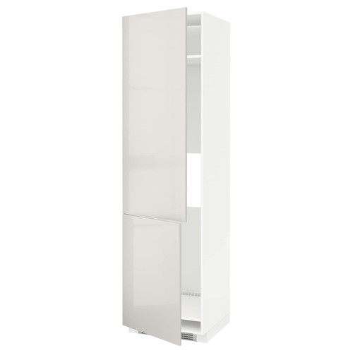 METOD High cab f fridge/freezer w 2 doors, white, Ringhult light grey, 60x60x220 cm