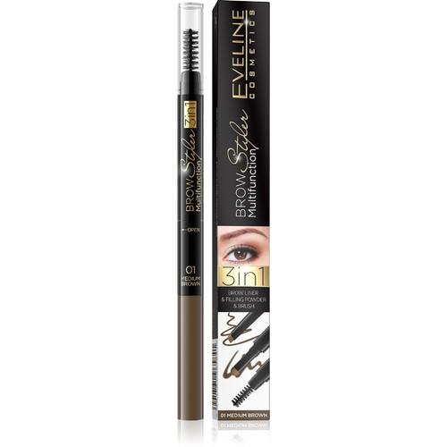 Eveline Brow Multifunction Eyebrow Styler 3in1 no. 01 Medium Brown