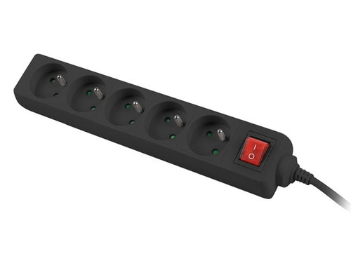 Lanberg Power Strip 5xFR, with circut breaker, full CU, 1.5m, black