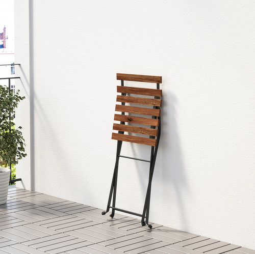 TÄRNÖ Table+4 chairs, outdoor, black/light brown stained, Frösön/Duvholmen beige