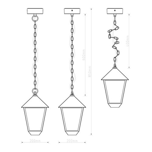 GoodHome Garden Outdoor Pendant Lamp Docker E27 IP44, black