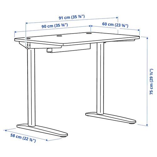 RELATERA Desk combination, white/light gray-green, 90x60 cm