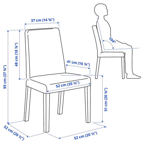 BERGMUND Chair, white/Kvillsfors dark blue/blue