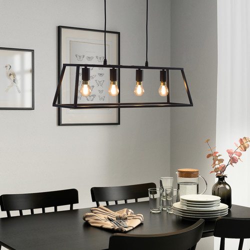 FELSISK Pendant lamp with 4 lamps, black