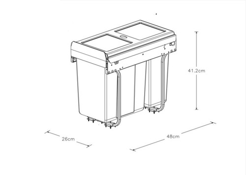 GoodHome Integrated Kitchen Pull-out Wate Sorting Bin Vigote, 26 l