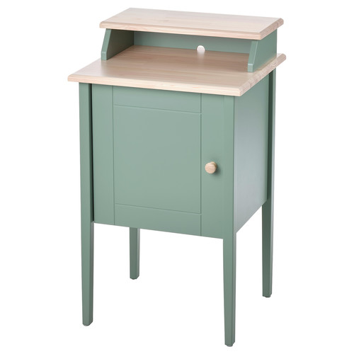 OLDERDALEN Bedside table, grey-green/pine, 47x43 cm