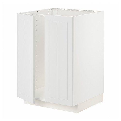 METOD Base cabinet for sink + 2 doors, white/Stensund white, 60x60 cm