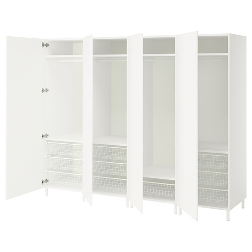 PLATSA Wardrobe combination, white/Fonnes white, 240x57x191 cm