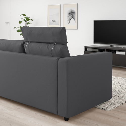 VIMLE 3-seat sofa, with headrest, Hallarp grey