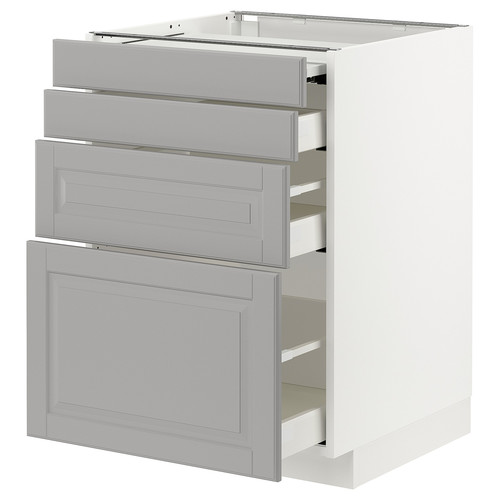 METOD / MAXIMERA Bc w pull-out work surface/3drw, white/Bodbyn grey, 60x60 cm
