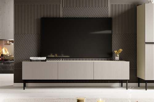 TV Cabinet Nicole 200 cm, cashmere, black legs