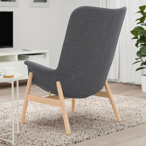 VEDBO High-back armchair, Gunnared dark grey