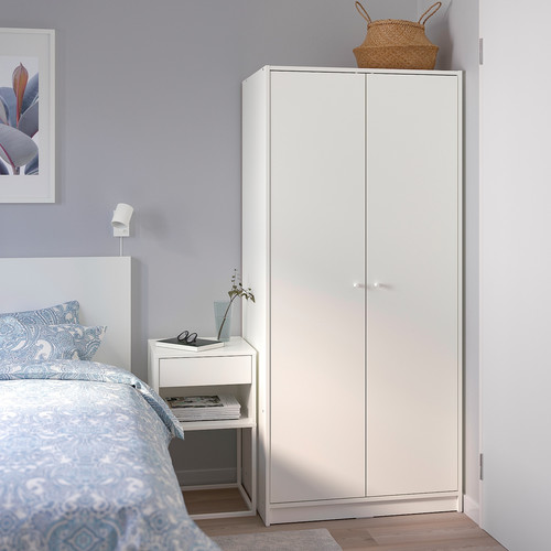 KLEPPSTAD Wardrobe with 2 doors, white, 79x176 cm