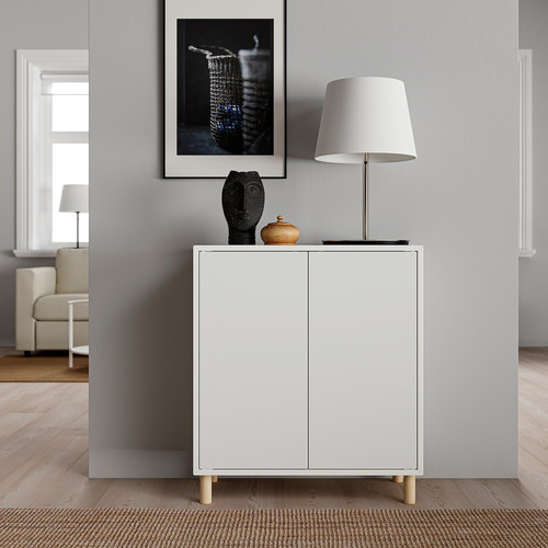 EKET Cabinet combination with legs, white/wood, 70x35x80 cm