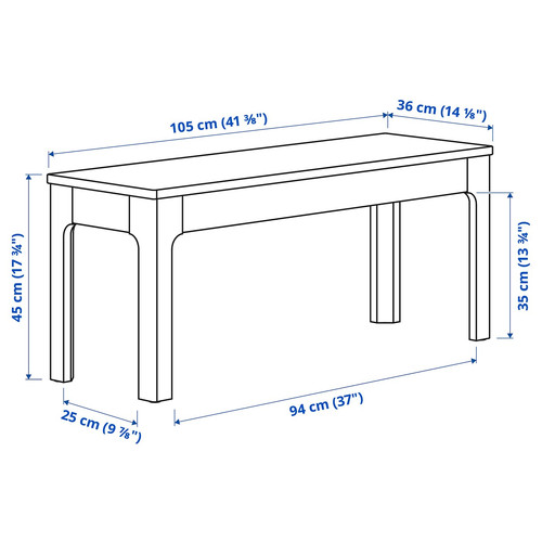 EKEDALEN Bench, dark brown, 105x36 cm