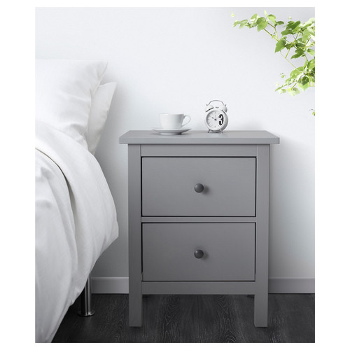 HEMNES Chest of 2 drawers, grey stained, 54x66 cm