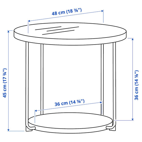 FRÖTORP Side table, anthracite marble effect/black glass, 48 cm