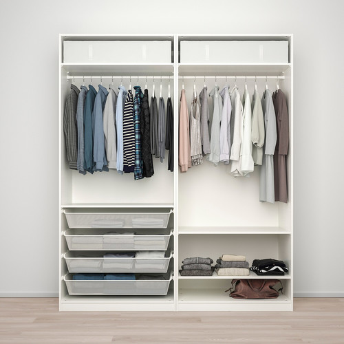 PAX / FARDAL/ÅHEIM Wardrobe combination, high-gloss white/mirror glass, 200x60x236 cm