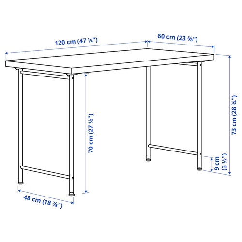 LAGKAPTEN / SPÄND Desk, white/anthracite, 120x60 cm