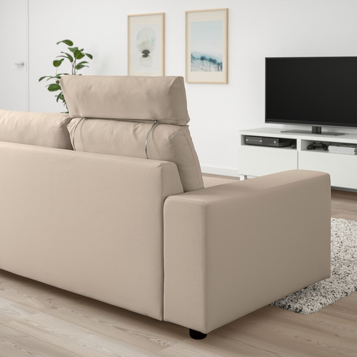 VIMLE 3-seat sofa, with headrest with wide armrests/Hallarp beige