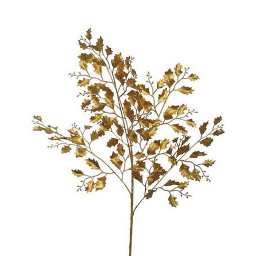 Christmas Decorative Spray Holly 84cm, gold