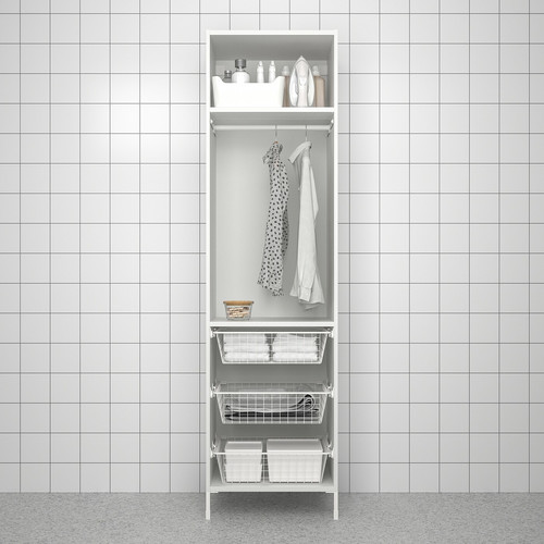 ENHET Storage combination, white/pale grey-green, 60x62x210 cm