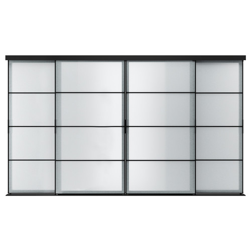 SKYTTA / SVARTISDAL Sliding door combination, black/white paper, 351x205 cm