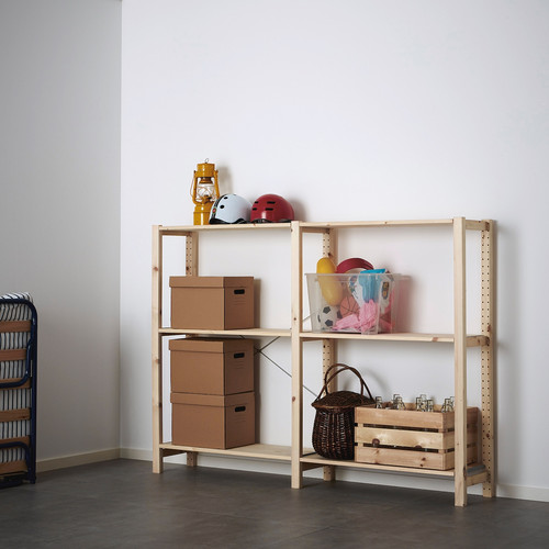 IVAR 2 sections/shelves, pine, 174x30x124 cm