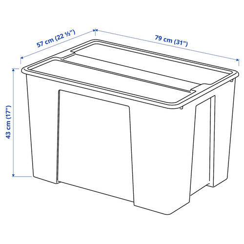 SAMLA Box with lid, transparent, 79x57x43 cm/130 l