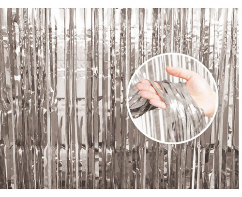 Fringe Door Curtain 90x240cm, silver