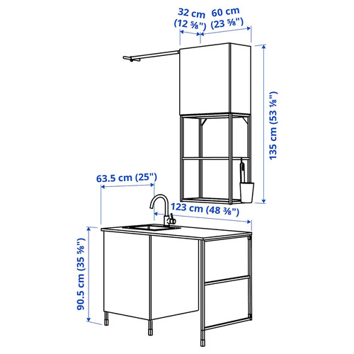 ENHET Laundry, white, 123x63.5x87.5 cm