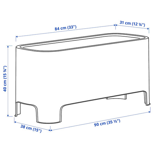 ASPAREN Planter, grey outdoor, 89x38 cm