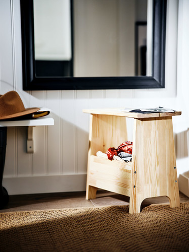 PERJOHAN Stool with storage, pine