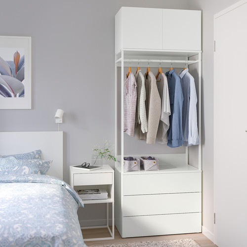 PLATSA Wardrobe with 2 doors+3 drawers, white, Fonnes white, 80x42x221 cm
