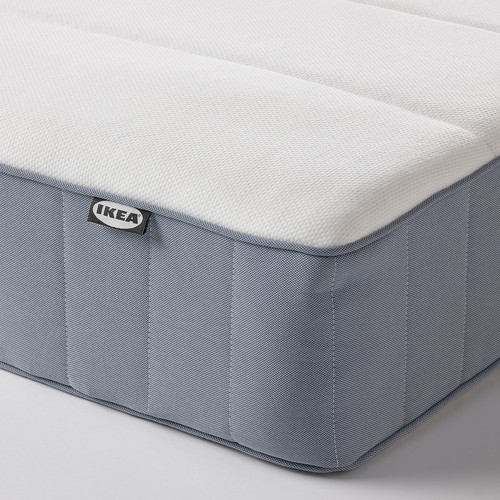 LYNGÖR Divan bed, Vesteröy firm/medium firm/light blue white, 180x200 cm