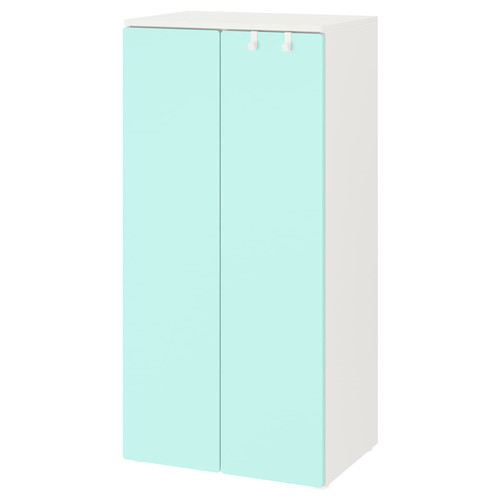 SMÅSTAD / PLATSA Wardrobe, white/pale turquoise, 60x42x123 cm
