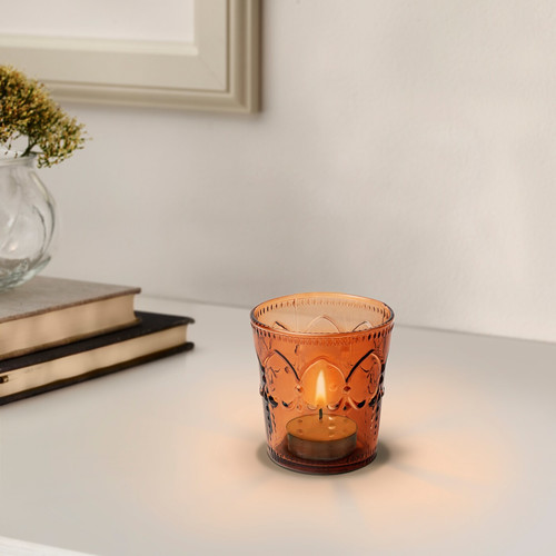 GOKVÄLLÅ Tealight holder, orange, 8 cm